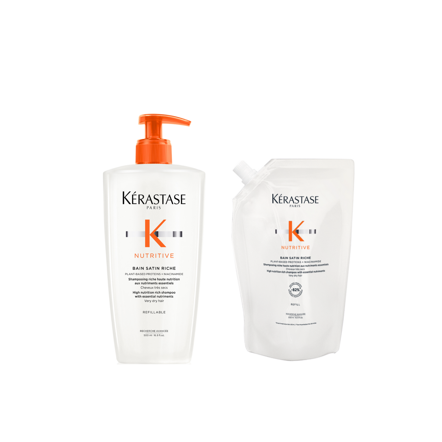 Duo Bouteille-Recharge Shampooing Bain Satin Riche 500 ML - Nutritive