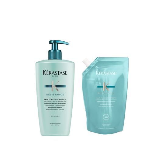 Duo Bouteille-Recharge Shampooing Bain Force Architecte 500 ML - Résistance